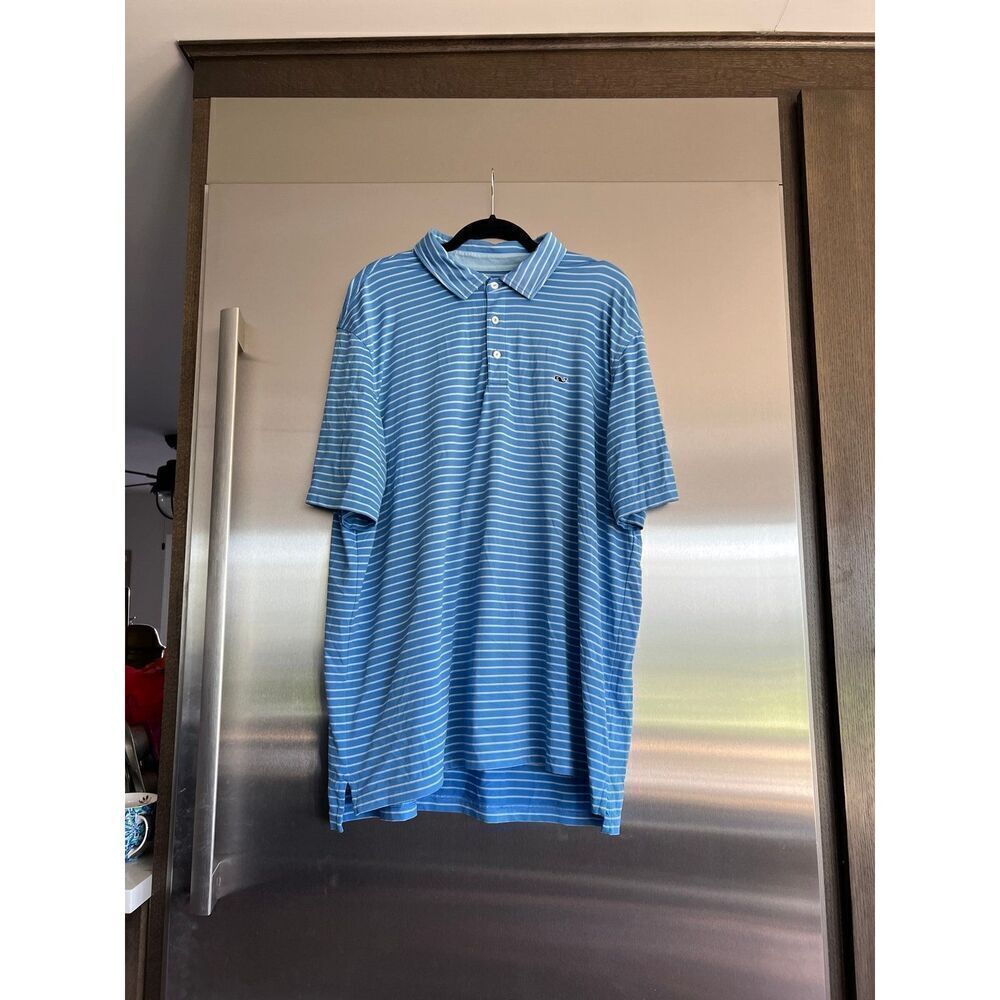 Vineyard Vines Blue Stripe Polo performance Shirt XL Nantucket
